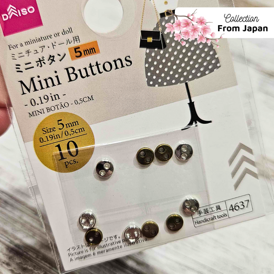 Mini Buttons Metal Assorted Colours - From Japan Collection