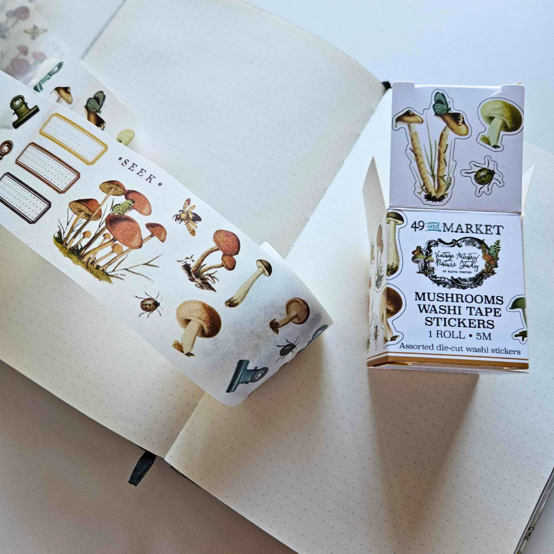 Nature Study Mushroom Washi Tape Stickers - 49 and Market