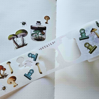 Nature Study Mushroom Washi Tape Stickers - 49 and Market-Nature Study Mushroom Washi Tape Stickers - 49 and Market - The Turtle Journal Kiss Cut Supplies-Rachel The Turtle Journal