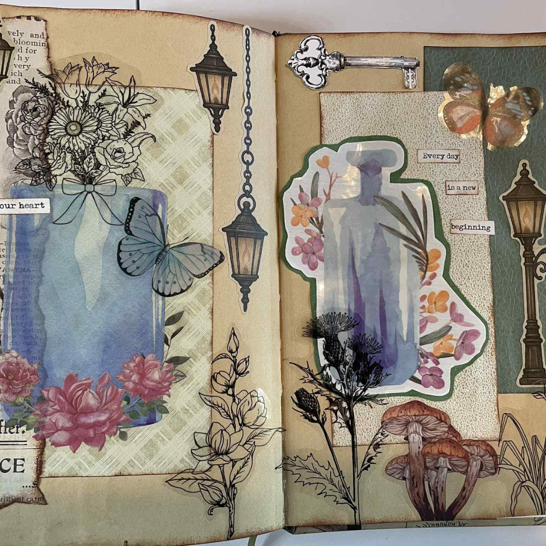 Pastel Watercolour Bottle Sticker Set - 18 pieces-Springtime in a Bottle: Pastel Watercolour Floral Sticker Set Blue Glass 18 pieces-Rachel The Turtle Journal