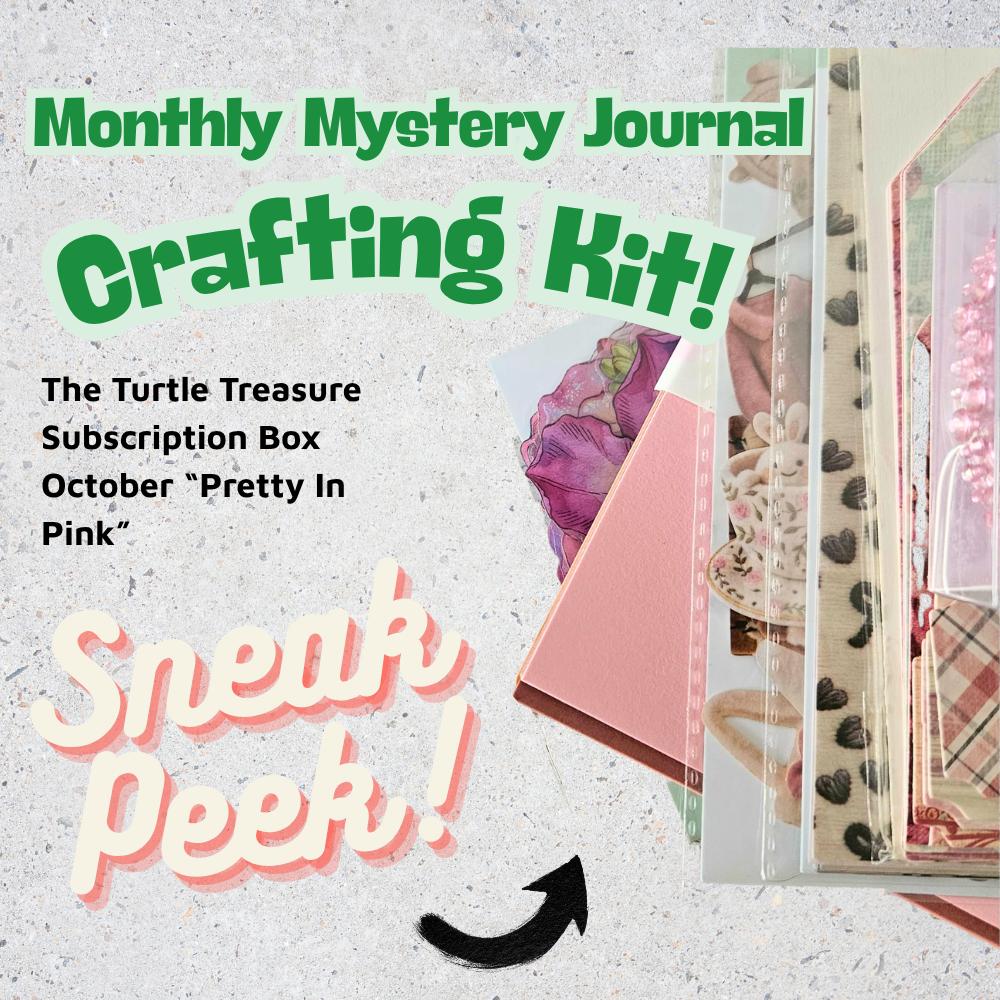 Turtle Treasure Box Subscription Kit - a themed box every month-Papers Stickers Subscription Kit Box Monthly Craft Mystery Australia Paper Crafters-Rachel The Turtle Journal