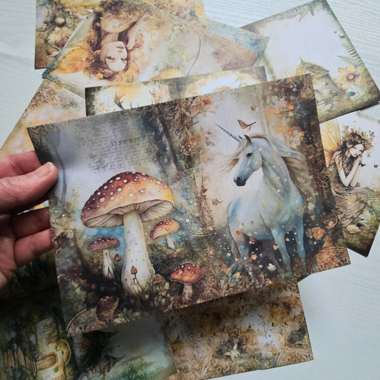 A5 Patterned Paper Pack - Fairy Garden-Fairy Garden Fantasy Magical A5 Patterned Paper Journaling Craft Supplies -Rachel The Turtle Journal