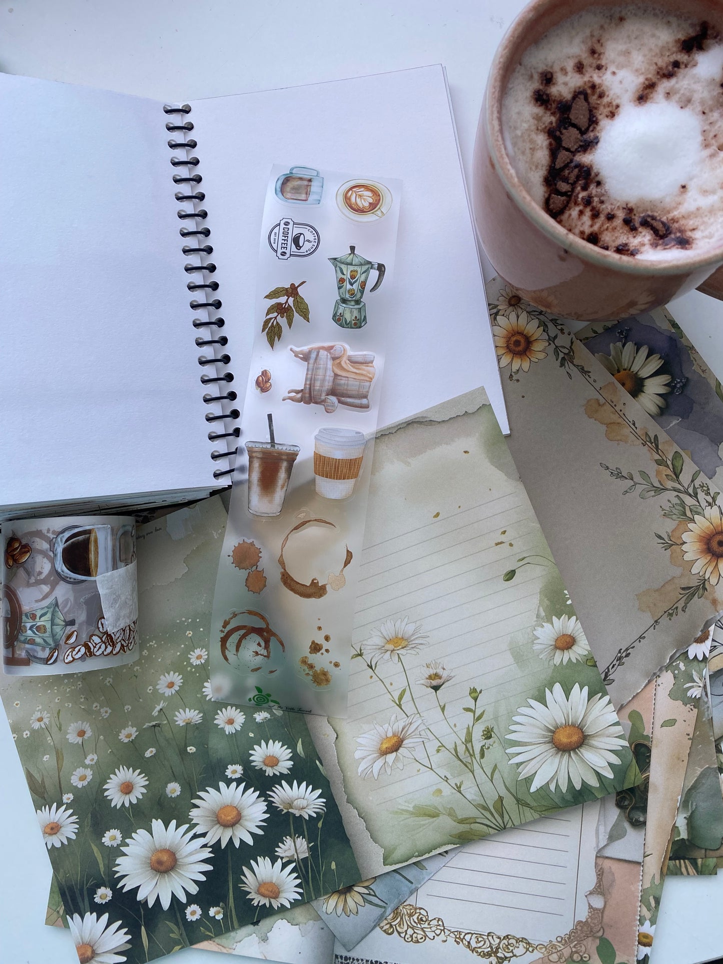Coffee Life PET Matte Sticker Roll 5m - The Turtle Journal-Rachel The Turtle Journal
