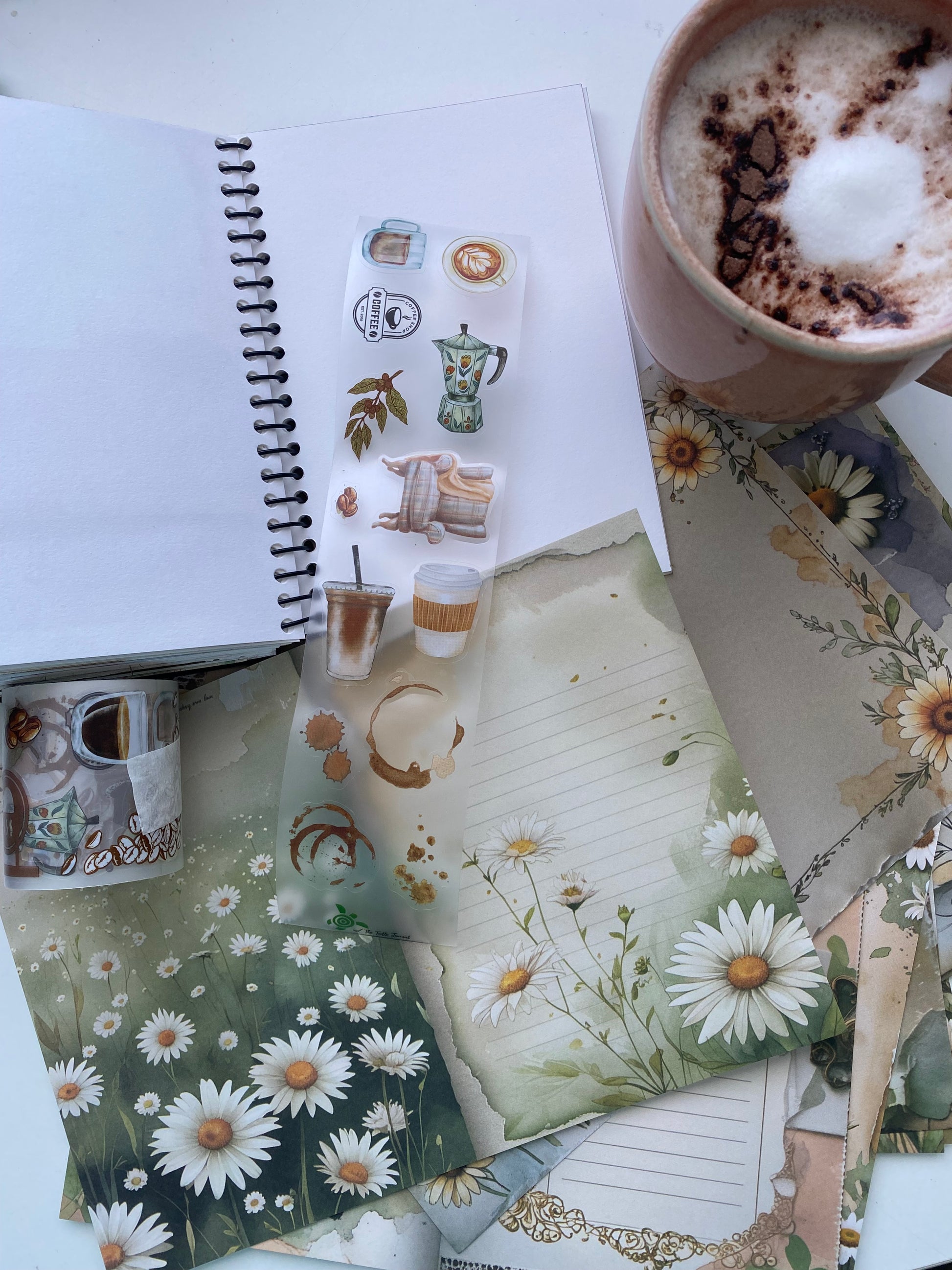 Coffee Life PET Matte Sticker Roll 5m - The Turtle Journal-Rachel The Turtle Journal
