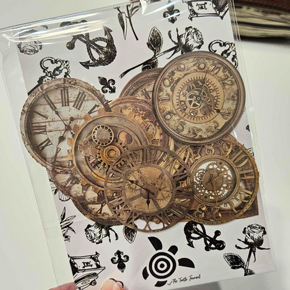 Vintage Factory Sticker Sets (15 piece)-Pocket Watch-Vintage Factory Sticker Sets (15 piece) - Aussie Paper Crafting - The Turtle Journal-Rachel The Turtle Journal