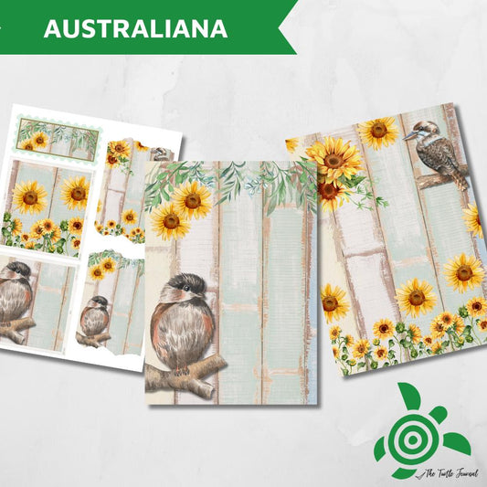 Printable: A5 Australiana Patterned Paper Collection-Printable: A5 Australiana Patterned Paper Collection Journaling Scrapbooking Digital Paper Collection Print at home-Rachel The Turtle Journal