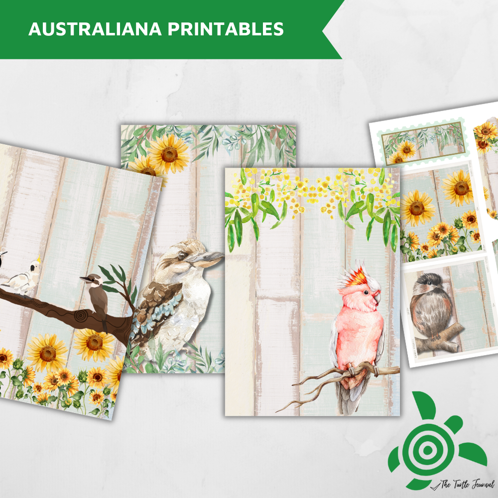 Printable: A5 Australiana Patterned Paper Collection-Printable: A5 Australiana Patterned Paper Collection Journaling Scrapbooking Digital Paper Collection Print at home-Rachel The Turtle Journal