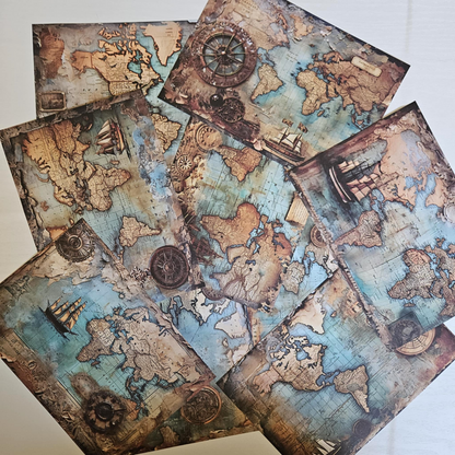 A5 Captain’s Voyage Patterned Paper Pack (10 sheets)