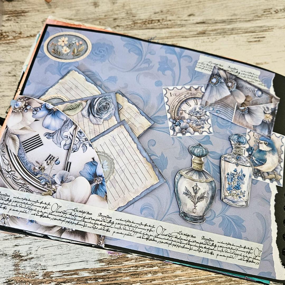 "The Regency Silky Skies" Junk Journal Kit - Scrapbook Resource Co (Make 30 Pages+)-Rachel The Turtle Journal