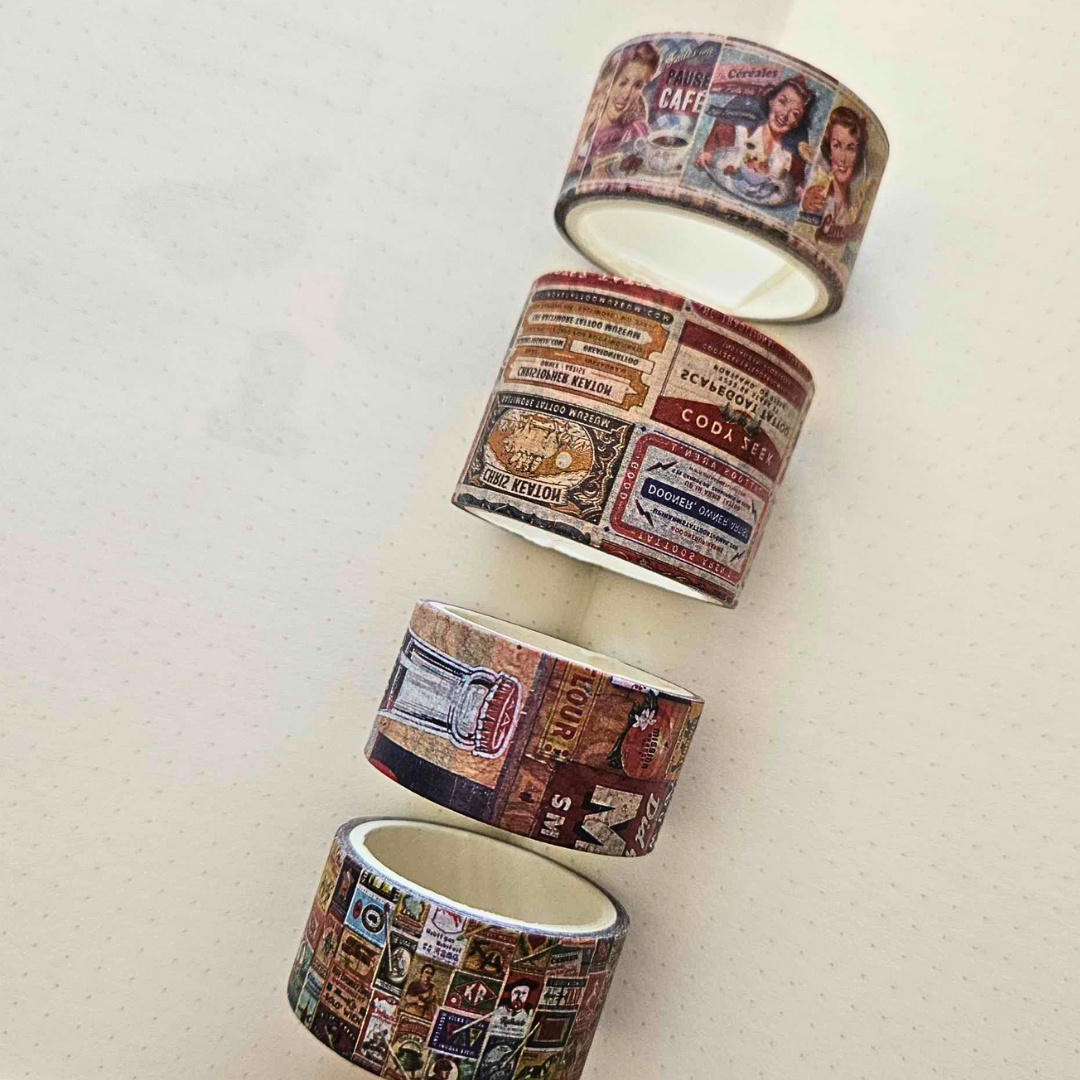 Retro Cafe 1950s Washi Tape Set (4 rolls)-Retro Cafe 1950s Washi Tape Set (4 rolls) Salon Advertisements Billboards Vintage Life Australian Journaling Supplies Adelaide Stickers Planner Journaling Japanese stationery-Rachel The Turtle Journal