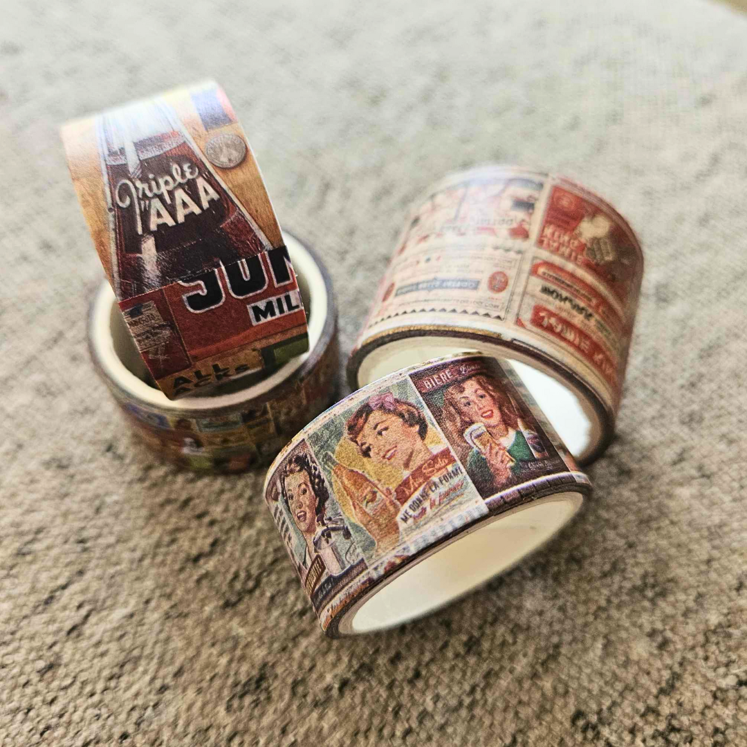 Retro Cafe 1950s Washi Tape Set (4 rolls)-Retro Cafe 1950s Washi Tape Set (4 rolls) Salon Advertisements Billboards Vintage Life Australian Journaling Supplies Adelaide Stickers Planner Journaling Japanese stationery-Rachel The Turtle Journal