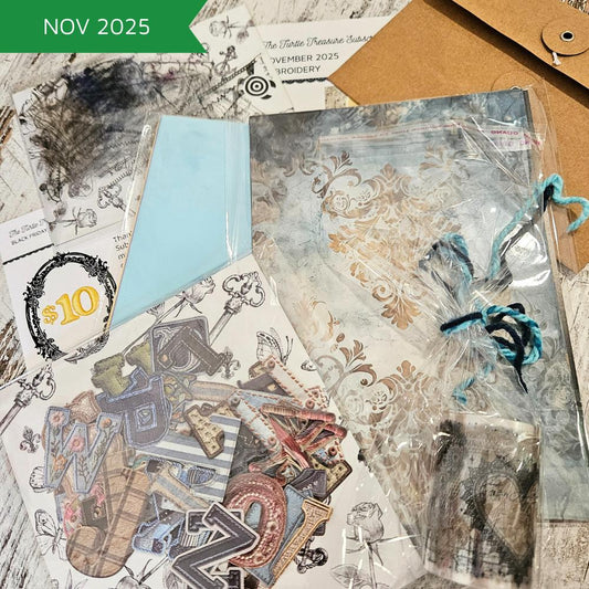 Turtle Treasure Subscription - one off box: November 2025 "Embroidery"-Rachel The Turtle Journal