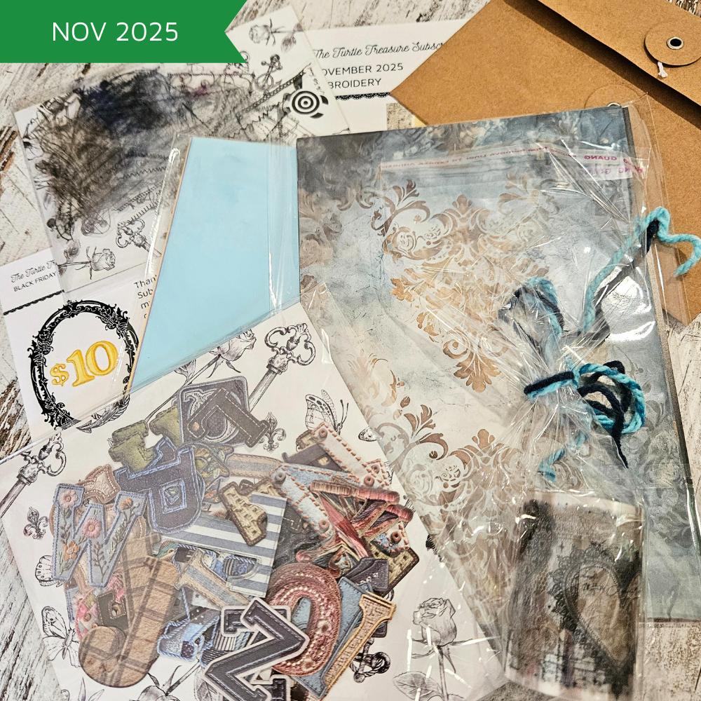 Turtle Treasure Box Subscription Kit-Papers Stickers Subscription Kit Box Monthly Craft Mystery Australia Paper Crafters-Rachel The Turtle Journal