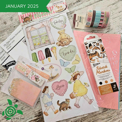 Turtle Treasure Box Subscription-Subscription Box Monthly Craft Mystery Patterned Papers Australia Paper Crafters-Rachel The Turtle Journal