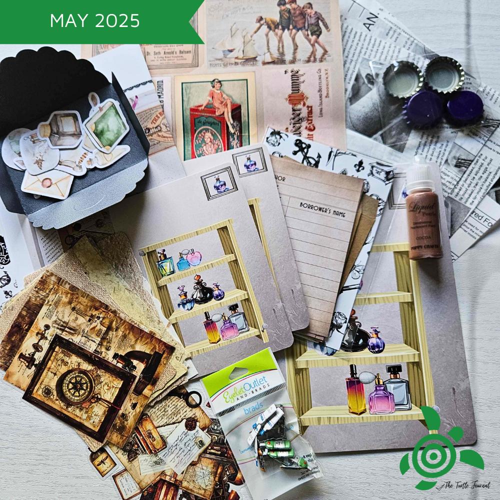 Turtle Treasure Box Subscription-Papers Stickers Subscription Kit Box Monthly Craft Mystery Australia Paper Crafters-Rachel The Turtle Journal