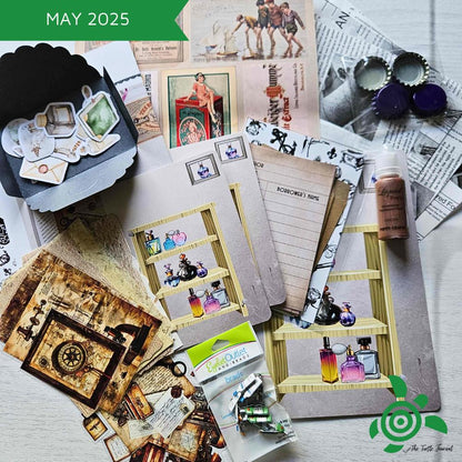 Turtle Treasure Box Subscription-Papers Stickers Subscription Kit Box Monthly Craft Mystery Australia Paper Crafters-Rachel The Turtle Journal