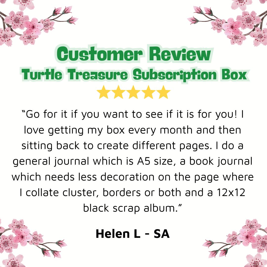 Turtle Treasure Box Subscription Kit-Papers Stickers Subscription Kit Box Monthly Craft Mystery Australia Paper Crafters-Rachel The Turtle Journal
