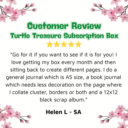 Turtle Treasure Box Subscription Kit-Papers Stickers Subscription Kit Box Monthly Craft Mystery Australia Paper Crafters-Rachel The Turtle Journal