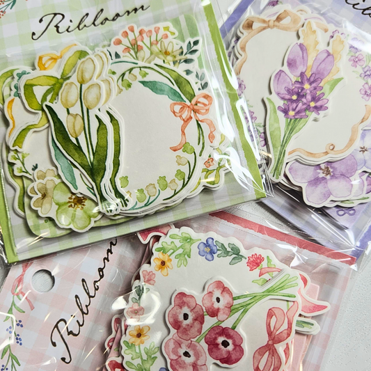 Ribloom Sticker Sets (40 piece) Mind Wave From Japan-Ribloom Sticker Sets (40 piece) Mind Wave From Japan - The Turtle Journal Spring Summer Imported Japanese Stationery-Rachel The Turtle Journal
