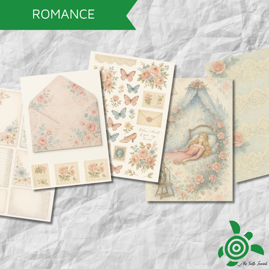 Printable: A5 Romance Patterned Paper Collection-Printable: A5 Afternoon Tea Patterned Paper Collection Scrapbooking Digital Paper Collection Print at home-Rachel The Turtle Journal