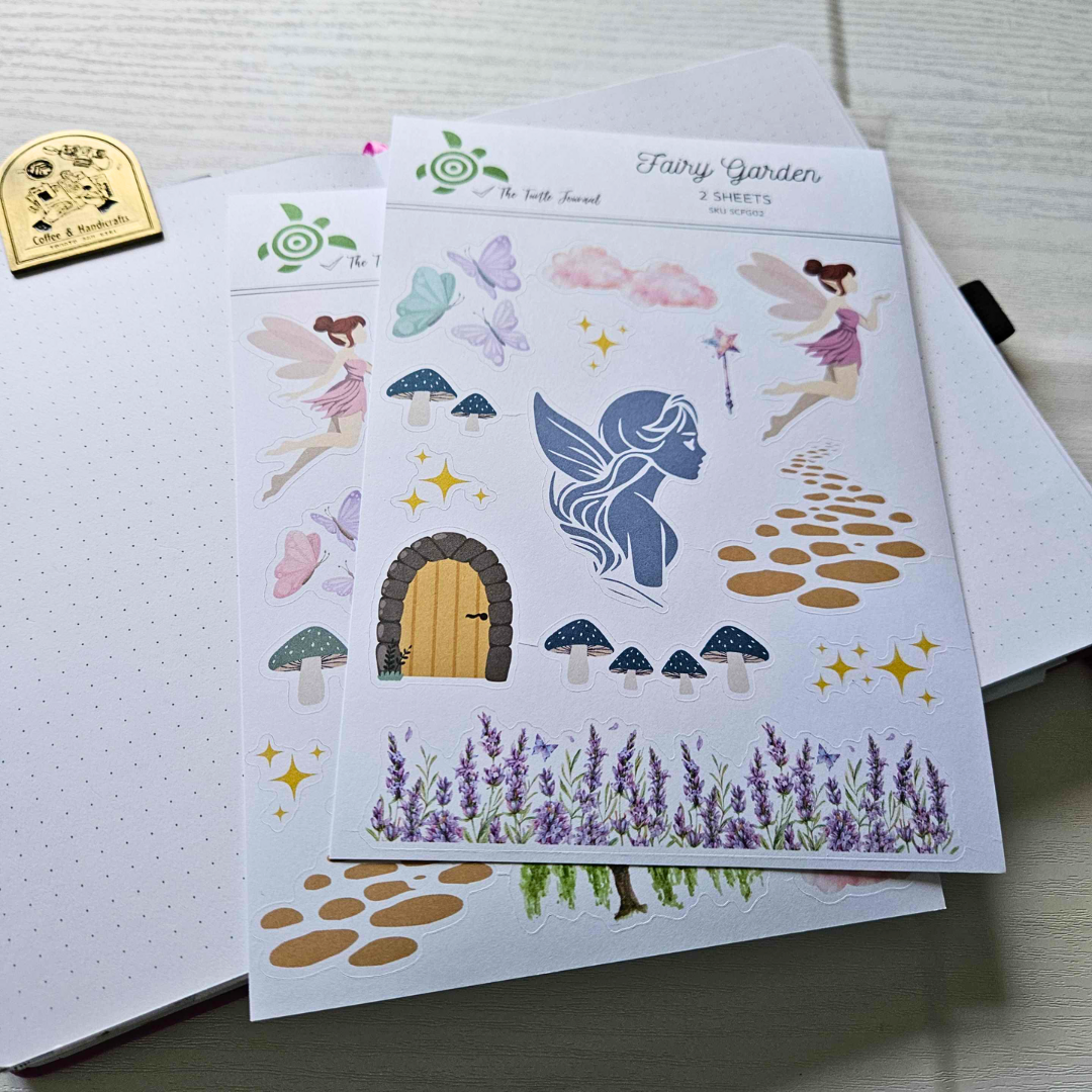 Fairy Garden Matte Sticker Set (2 sheets) - The Turtle Journal-Fairy Garden Matte Sticker Set (2 sheets) - The Turtle Journal Journaling Supplies-Rachel The Turtle Journal