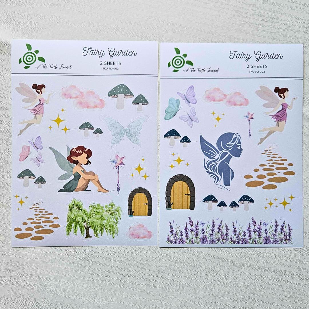 Fairy Garden Matte Sticker Set (2 sheets) - The Turtle Journal-Fairy Garden Matte Sticker Set (2 sheets) - The Turtle Journal Journaling Supplies-Rachel The Turtle Journal