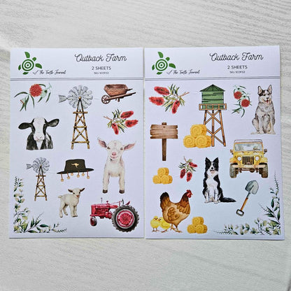 Outback Farm Matte Sticker Set (2 sheets) - The Turtle Journal-Outback Farm Matte Sticker Set (2 sheets) - The Turtle Journal Journaling Supplies-Rachel The Turtle Journal