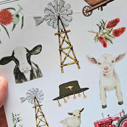 Outback Farm Matte Sticker Set (2 sheets) - The Turtle Journal-Outback Farm Matte Sticker Set (2 sheets) - The Turtle Journal Journaling Supplies-Rachel The Turtle Journal