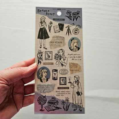 Serene Story Sticker Sheet - Mind Wave From Japan-Iris's Study-Serene Story Sticker Sheet - Mind Wave From Japan - The Turtle Journal-Rachel The Turtle Journal