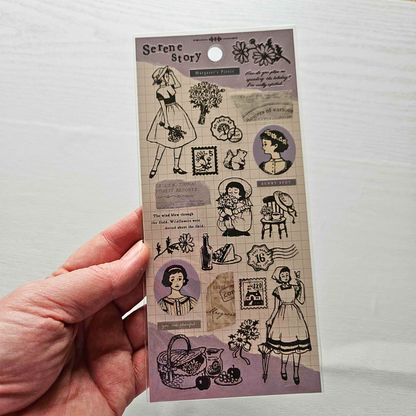 Serene Story Sticker Sheet - Mind Wave From Japan-Margaret's Picnic-Serene Story Sticker Sheet - Mind Wave From Japan - The Turtle Journal-Rachel The Turtle Journal