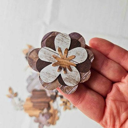 Simple Stories Colour Vibe Cardstock Wood-Look Flower Pieces-Simple Stories Colour Vibe Cardstock Wood-Look Flower Pieces - The Turtle Journal-Rachel The Turtle Journal