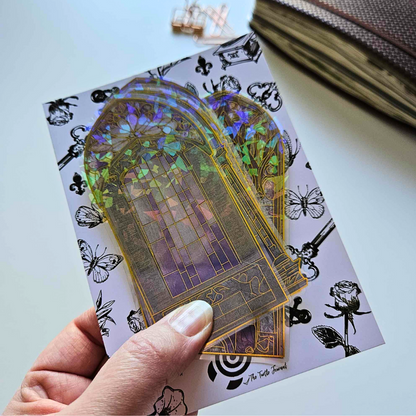 Stained Glass Window Sticker Set (5 piece)-Stained Glass Window Sticker Set (5 piece) - The Turtle Journal PET Durable Scrapbooking Journaling Supplies-Rachel The Turtle Journal