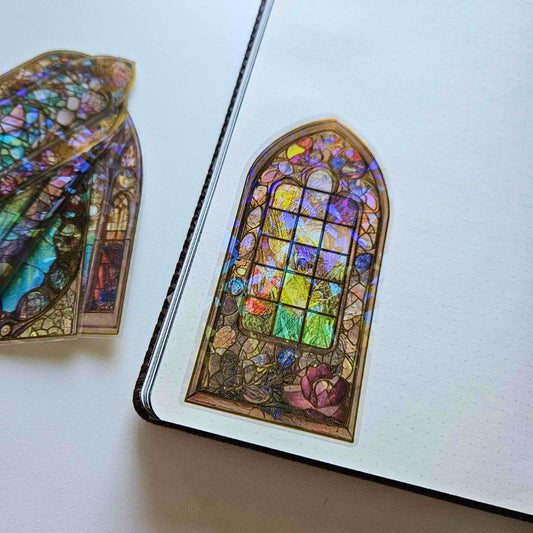 Stained Glass Window Sticker Set (5 piece)-Stained Glass Window Sticker Set (5 piece) - The Turtle Journal PET Durable Scrapbooking Journaling Supplies-Rachel The Turtle Journal