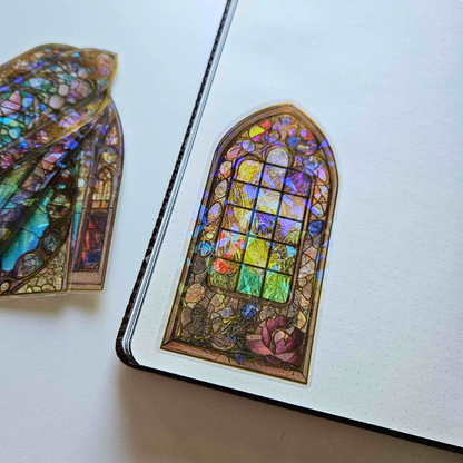 Stained Glass Window Sticker Set (5 piece)-Stained Glass Window Sticker Set (5 piece) - The Turtle Journal PET Durable Scrapbooking Journaling Supplies-Rachel The Turtle Journal