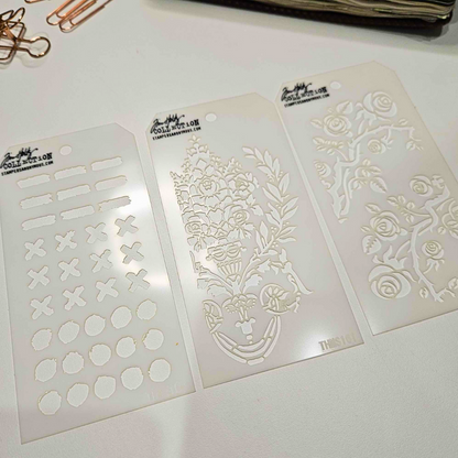 Mini Stencils 3 Pack - Tim Holtz Layering Stampers Anonymous Ranger-Mini Stencils Layering Set of 3 - Tim Holtz Stampers Anonymous Ranger # Set 53 - Aussie Paper Crafting - The Turtle Journal-Rachel The Turtle Journal