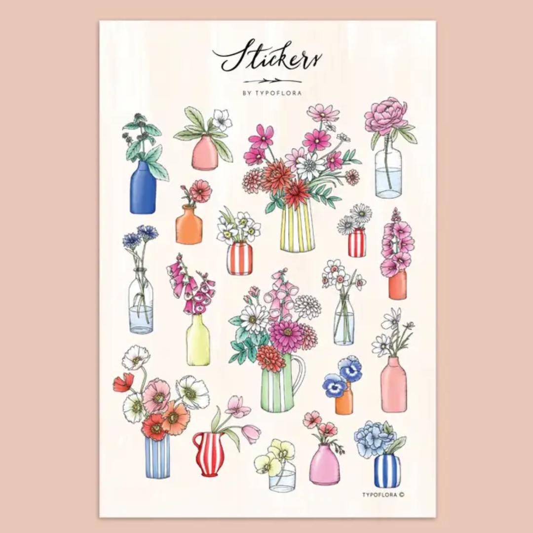 Vases Sticker Set - Typoflora (1 sheet)-Rachel The Turtle Journal