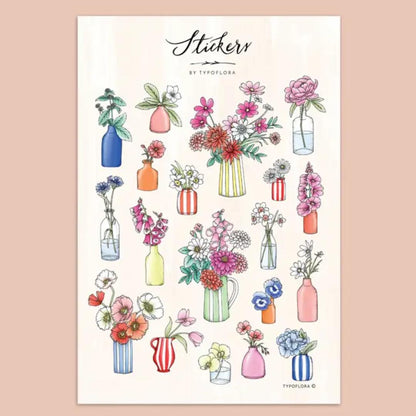 Vases Sticker Set - Typoflora (1 sheet)-Rachel The Turtle Journal