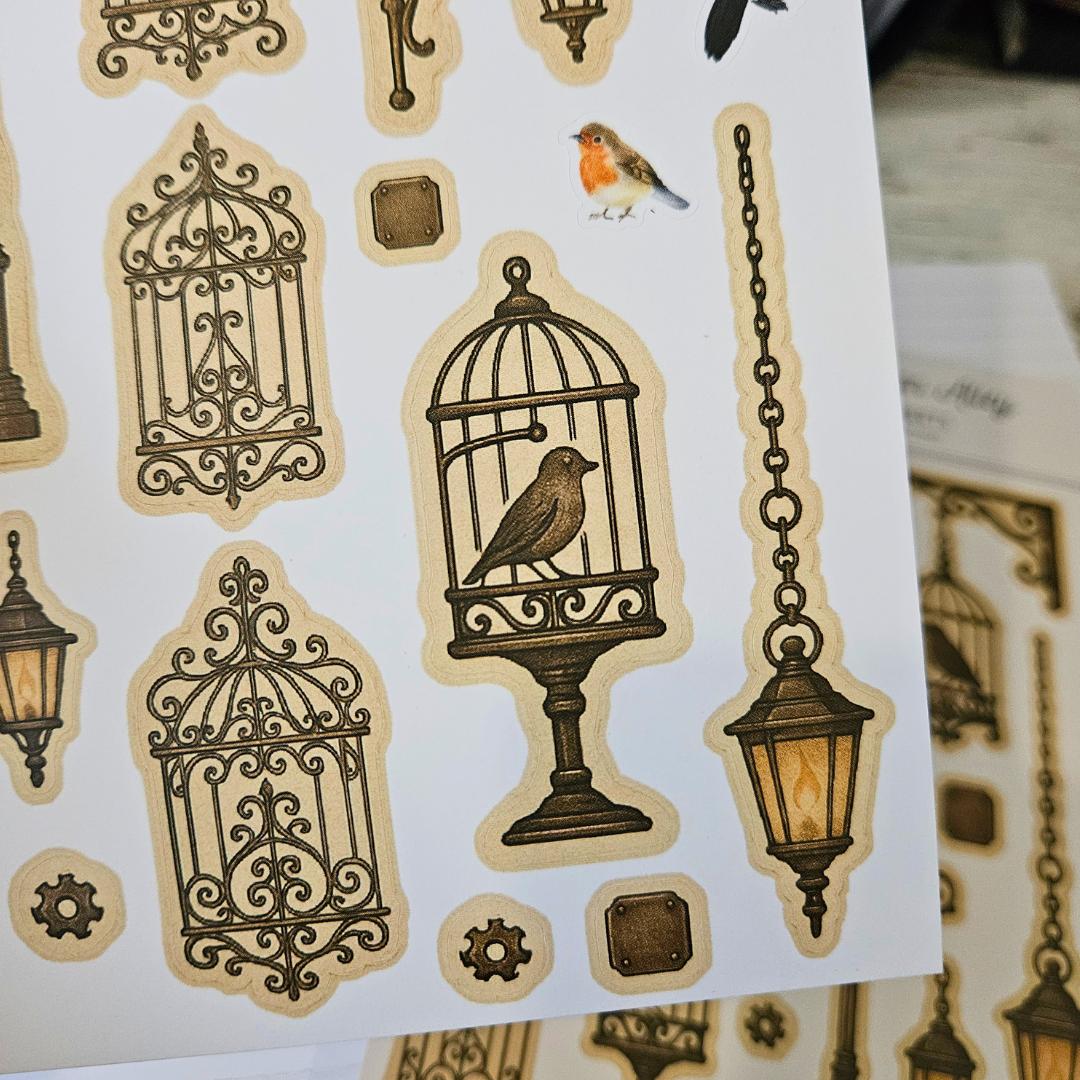 Victorian Alley Matte Sticker Set (2 x A5 Sheets) - The Turtle Journal-Victorian Alley Matte Sticker Set (2 x A5 Sheets) - The Turtle Journal Garden Nature Gnome Journaling-Rachel The Turtle Journal