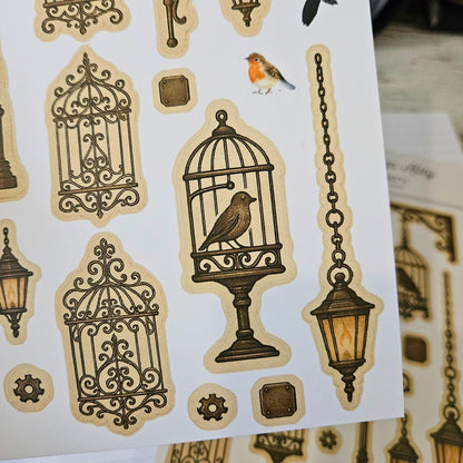 Victorian Alley Matte Sticker Set (2 x A5 Sheets) - The Turtle Journal-Victorian Alley Matte Sticker Set (2 x A5 Sheets) - The Turtle Journal Garden Nature Gnome Journaling-Rachel The Turtle Journal
