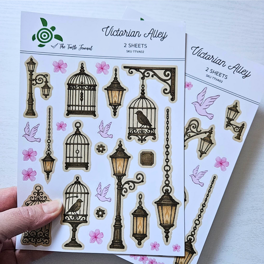 Victorian Alley Matte Sticker Set (2 x A5 Sheets) - The Turtle Journal