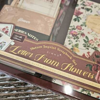 Vintage Letter From Flowers Junk Journal Gift Box w Journal (100 piece)