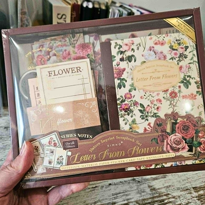 Vintage Letter From Flowers Junk Journal Gift Box w Journal (100 piece)