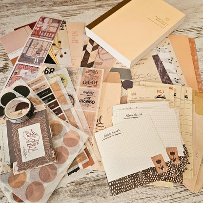 Vintage Mail Junk Journal Gift Box w Journal (100 piece)-Rachel The Turtle Journal