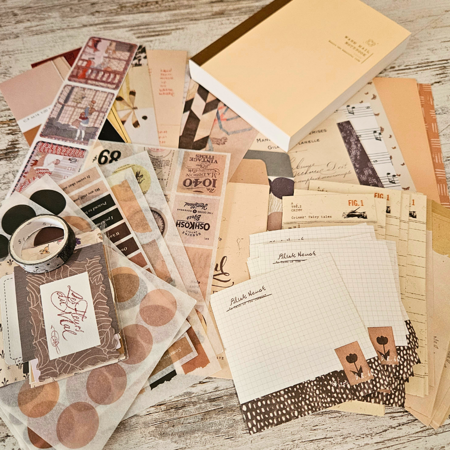 Vintage Mail Junk Journal Gift Box w Journal (100 piece)