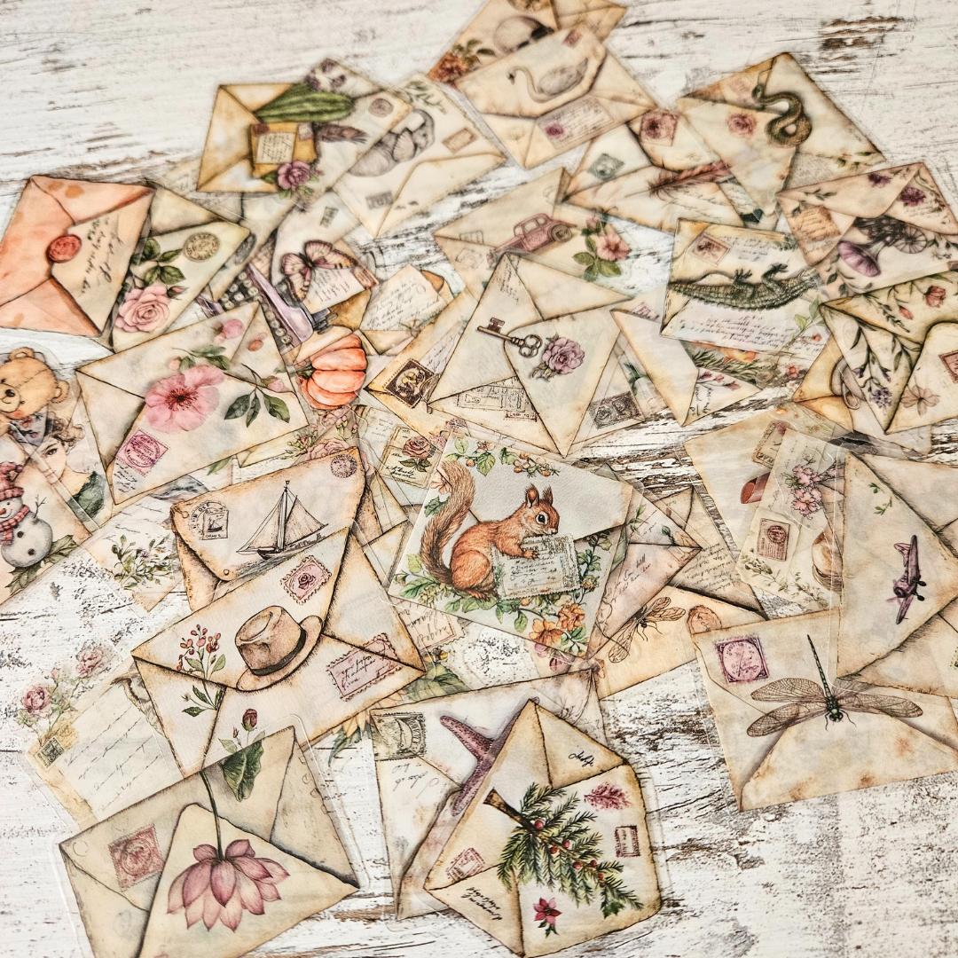 Vintage Envelopes PET Sticker Set (40 pack)-Rachel The Turtle Journal