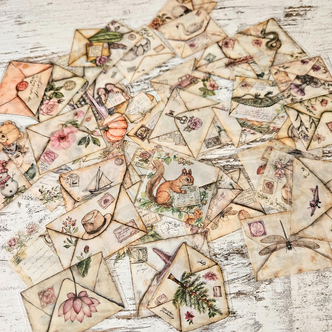 Vintage Envelopes PET Sticker Set (40 pack)-Rachel The Turtle Journal
