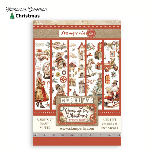 A5 Christmas Washi Pad Sticker Sheets - Stamperia