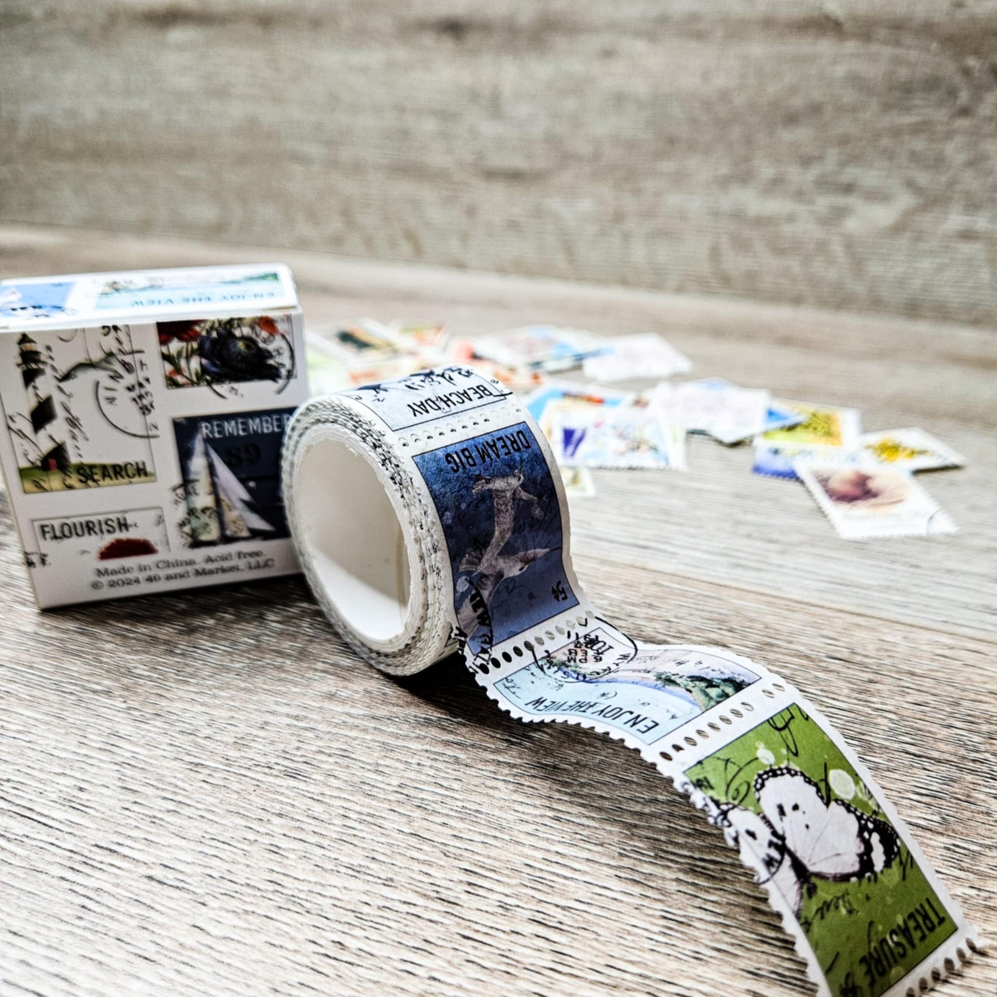 Perforated Postage Stamp Washi Tape Summer Porch - 49 and Market-Perforated Postage Stamp Washi Tape Summer Porch - 49 and Market - The Turtle Journal-Rachel The Turtle Journal