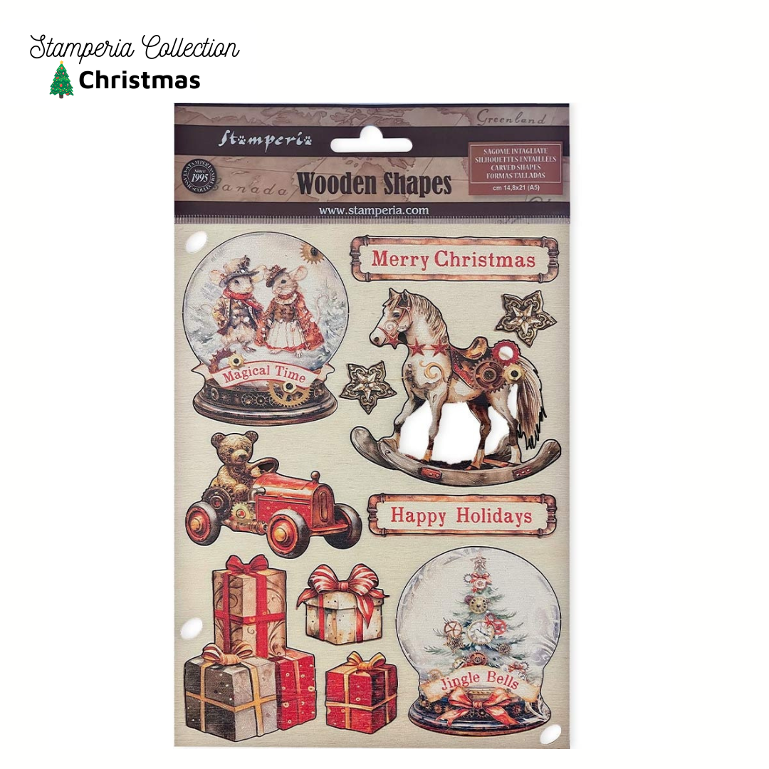 A5 Christmas Wooden Shapes Sheet Diecuts - Stamperia - Rachel The Turtle Journal