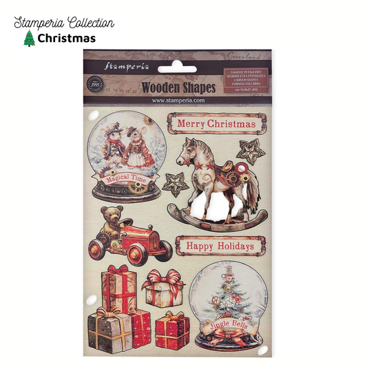 A5 Christmas Wooden Shapes Sheet Diecuts - Stamperia